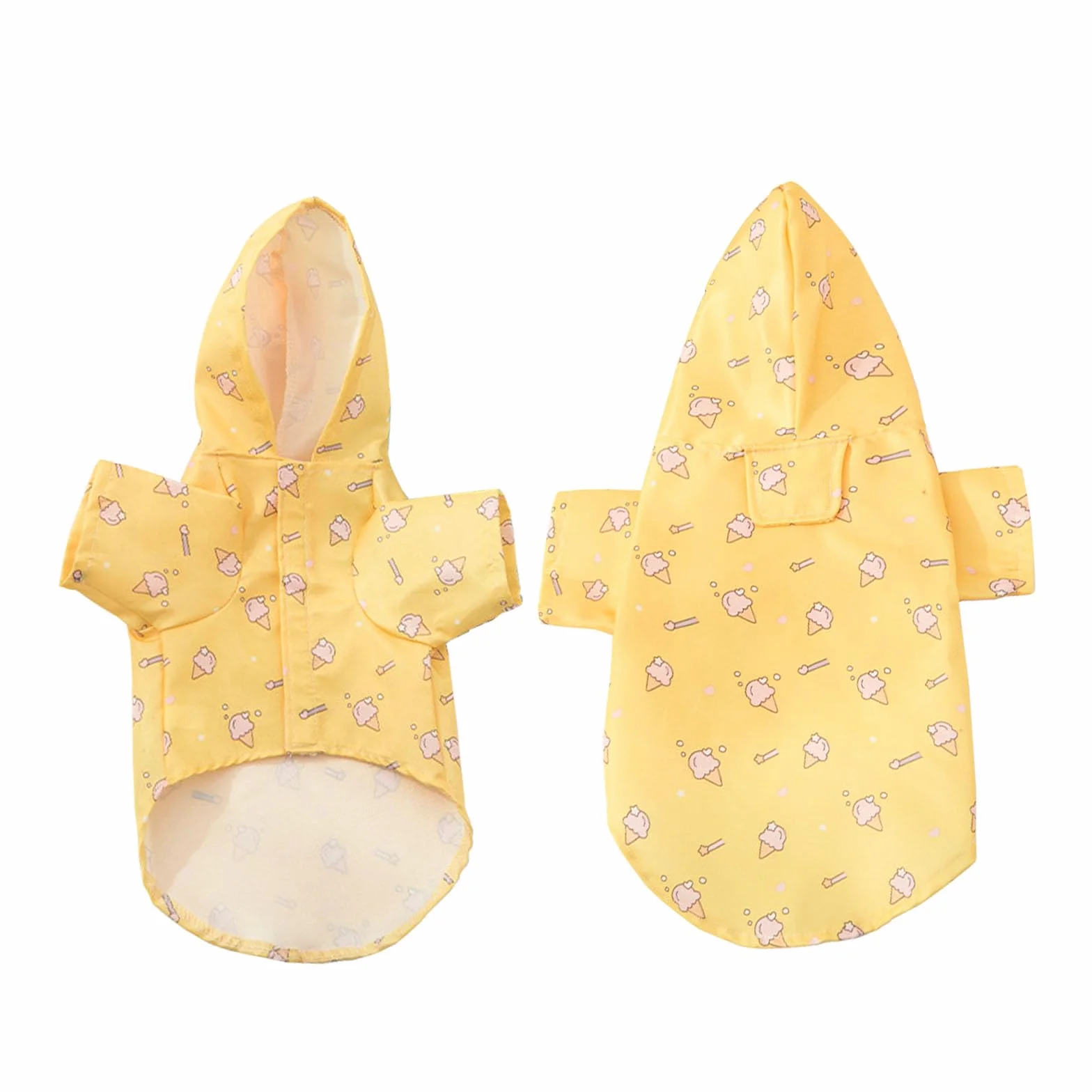 Lot de 2 Manteaux de Pluie imperméables et légers pour Chien avec Trou pour Harnais, Manteau de Pluie avec Capuche pour Chiens de Petite Taille 1-6kg (Jaune, M)