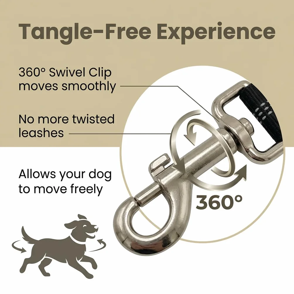 Ceinture Chien Voiture 75cm Réglable, Laisse de Sécurité Élastique en Nylon avec Amortisseur de Chocs, Attache Harnais Universelle Mousqueton Rotatif 360 Degrés pour Voyage et Transport, Noir