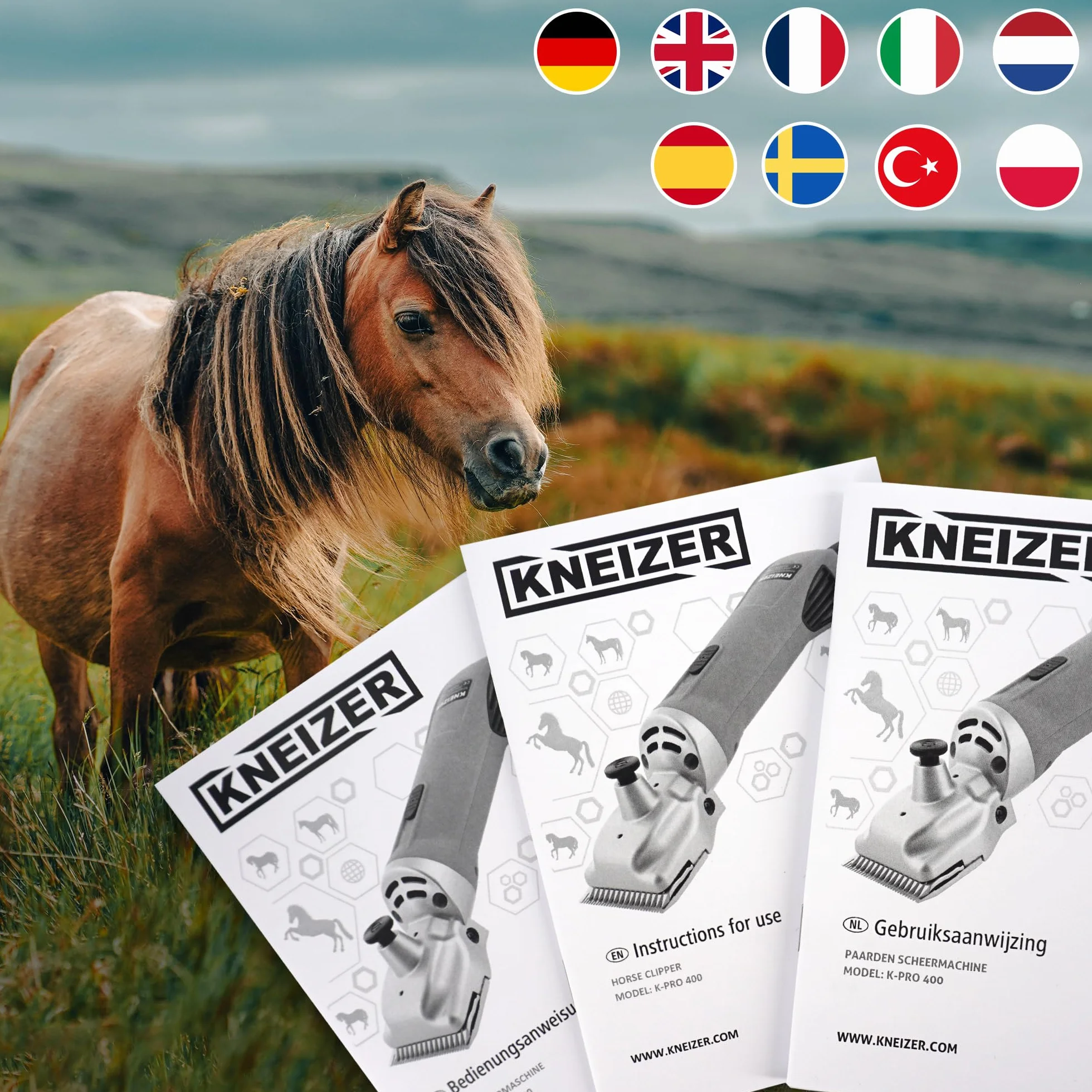 Tondeuse Cheval KNEIZER Kit Complet Lames Interchangeables Silencieuse Faible Vibration