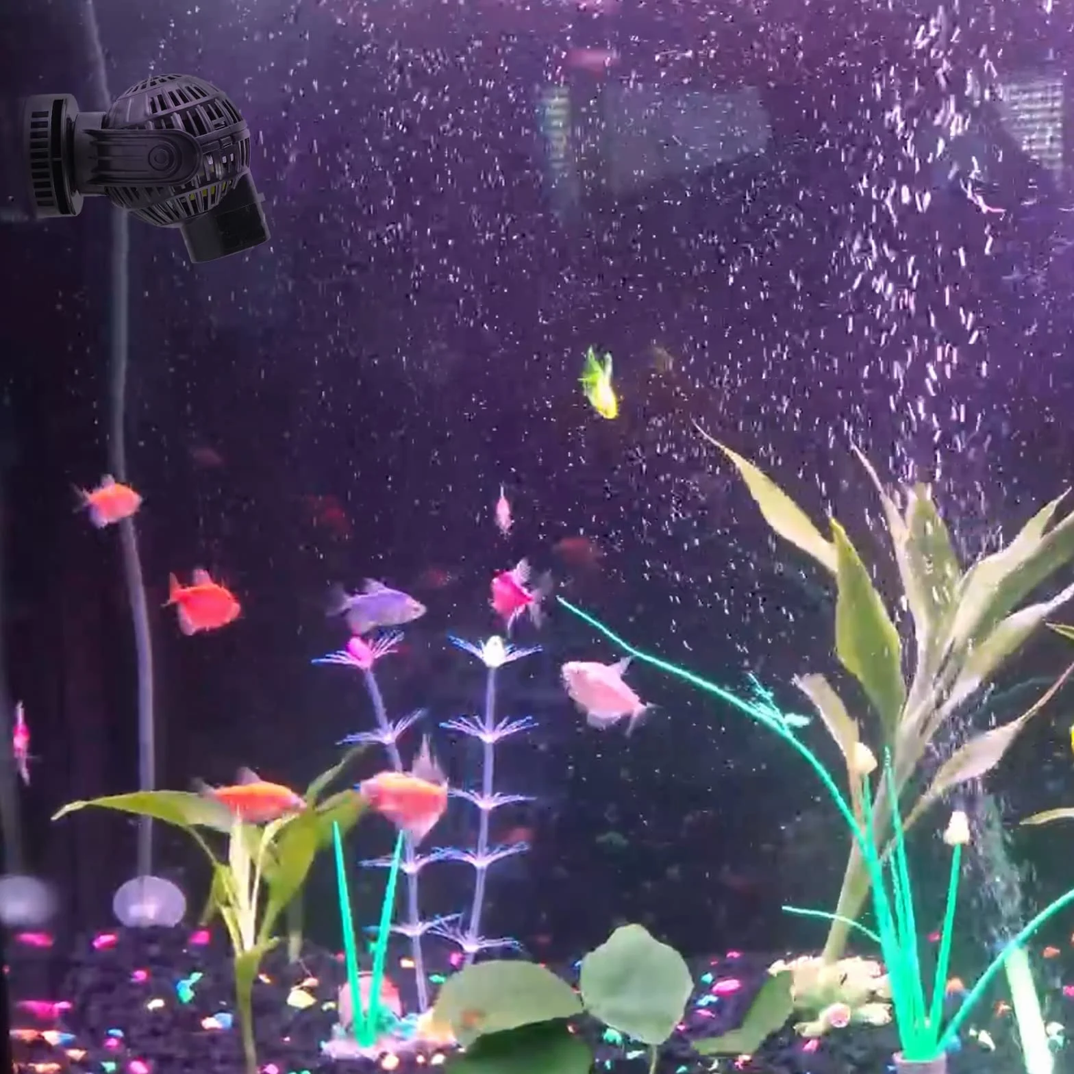 EXLECO Pompe de Brassage Wavemaker 6000L/H 8W 80~100cm 360° Rotative pour Aquariums Eau Douce et Salée avec Magnet Noir