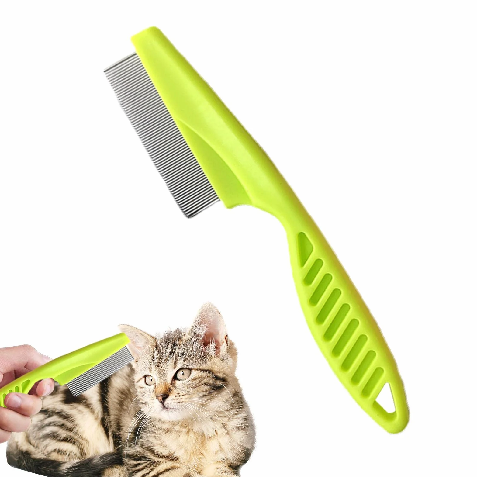 Brosse anti-puces pour chat avec manche épaissi | Peigne pour chiots pour petits chiens | Kit toilettes pour chiens Jingan