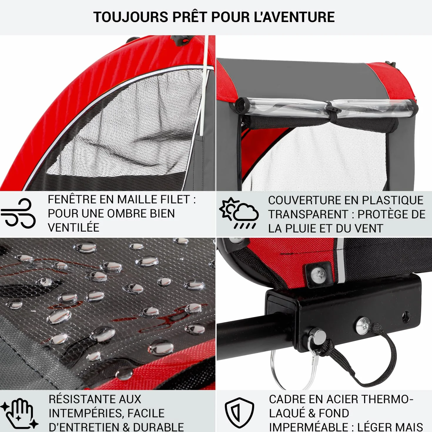 Klarfit Remorque Velo Pliable Chariot Transport Chien Petite Moyenne Taille Toile Oxford 282L 40kg