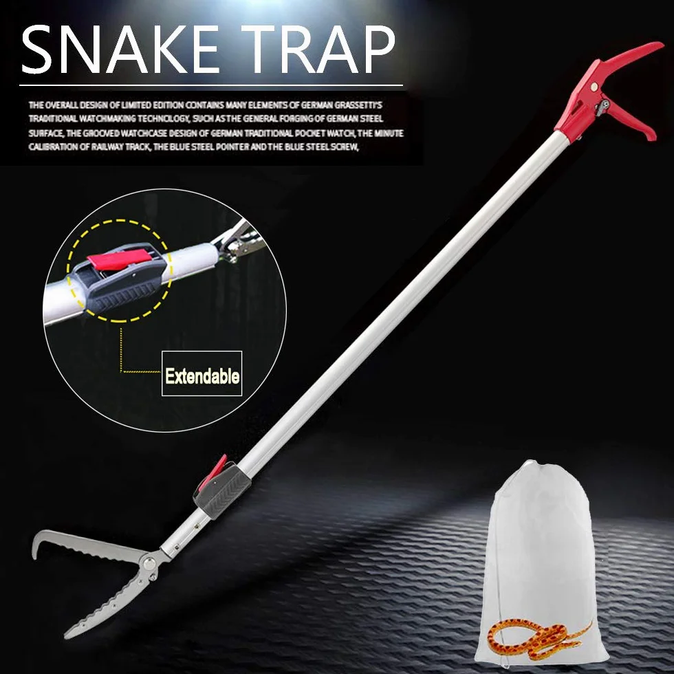 YomyRay 150cm Reptile Grabber Snake Catcher Acier Inoxydable Pinces De Serpent