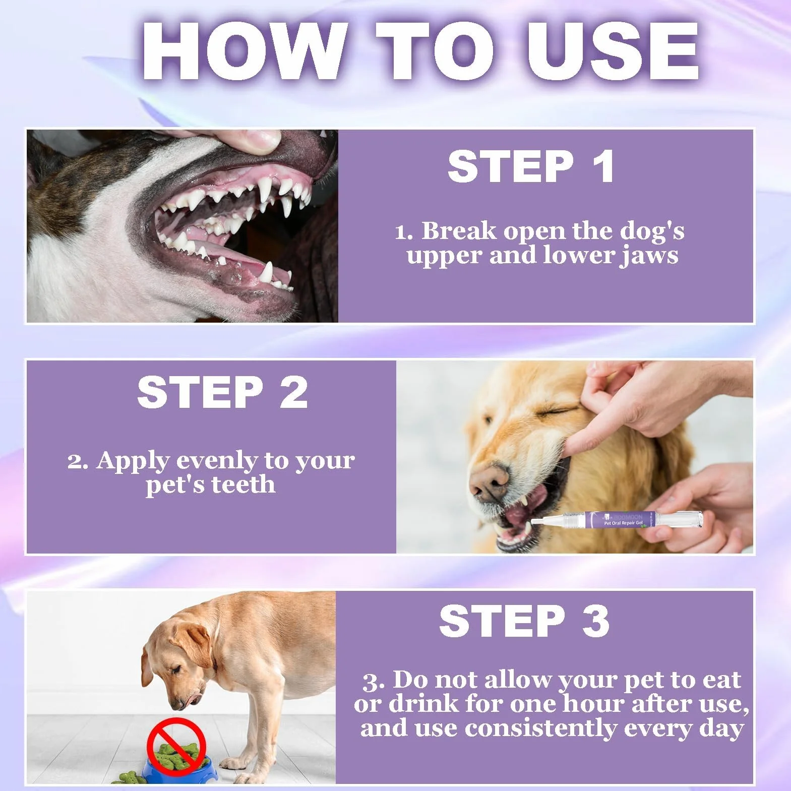 Gel réparateur oral Pet 3PCS pour éliminer la mauvaise haleine et lutter contre le tartre
