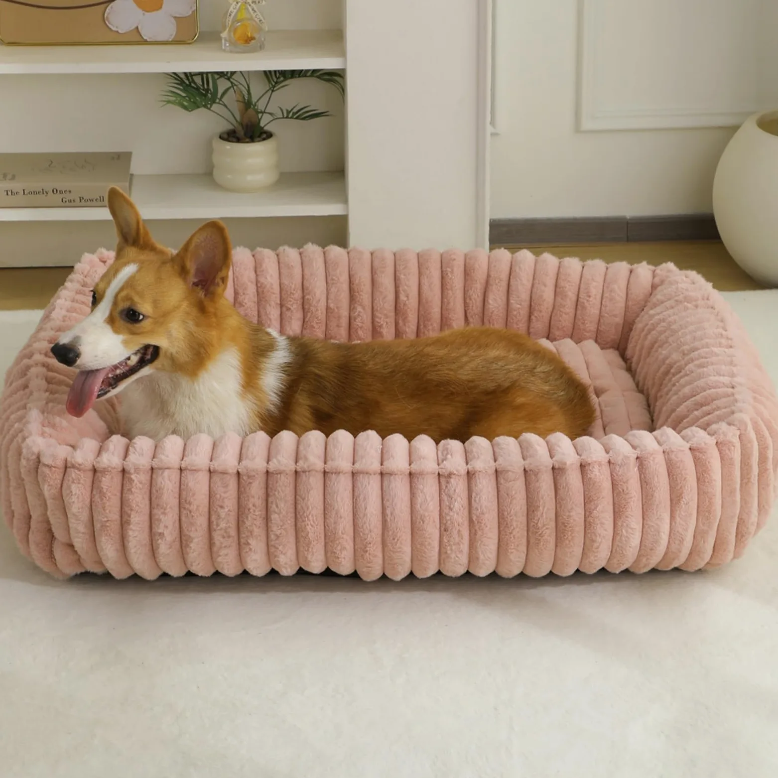 Hixingo Panier Chien Dehoussable Lavables S-XXL, Lit Chien Dehoussable Coussin Chat Doux et Confortable Tapis pour Animale Anti Stress pour Taille, Moyen, Petit (M59 Rose,L)