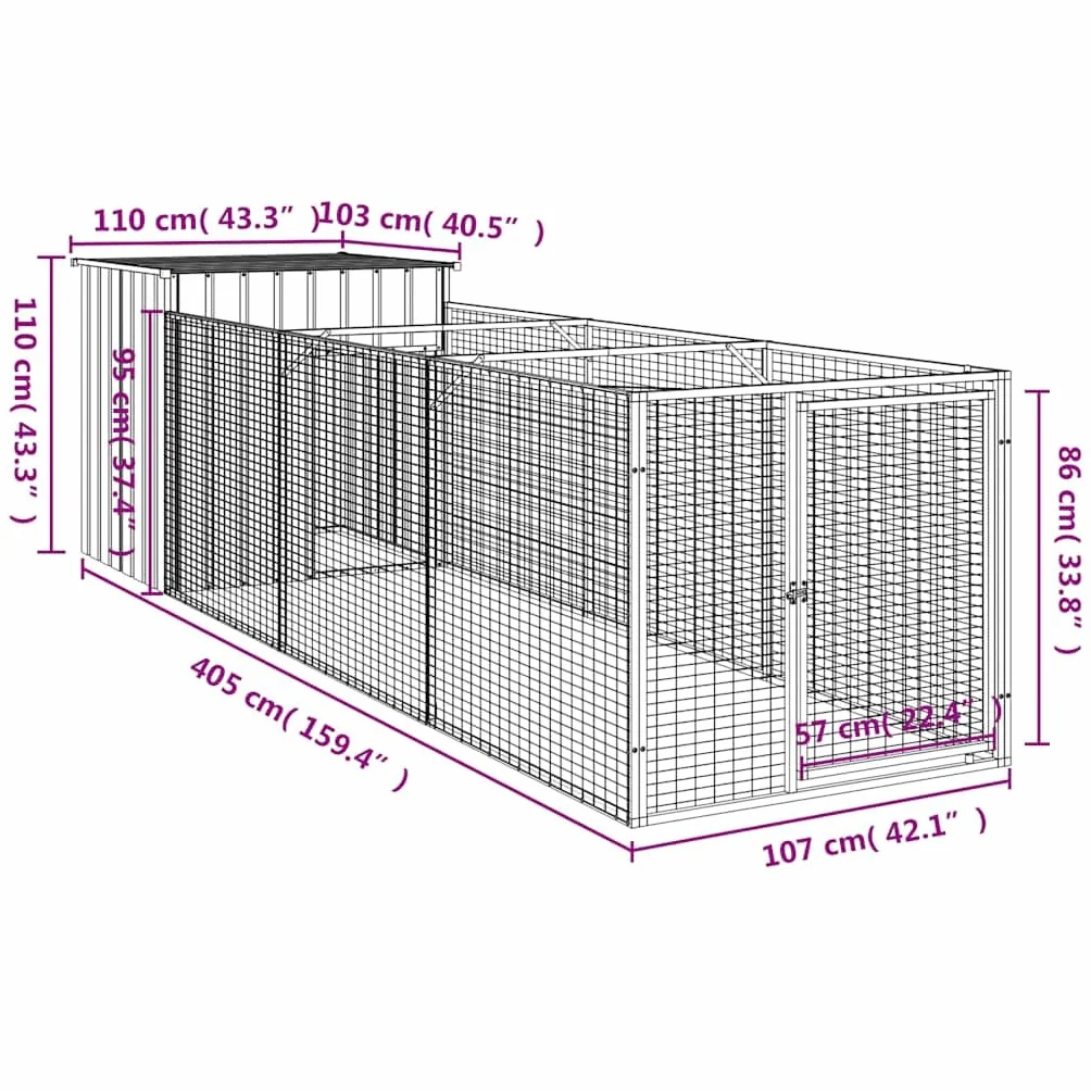 Niche pour chien anthracite 110x405x110 cm