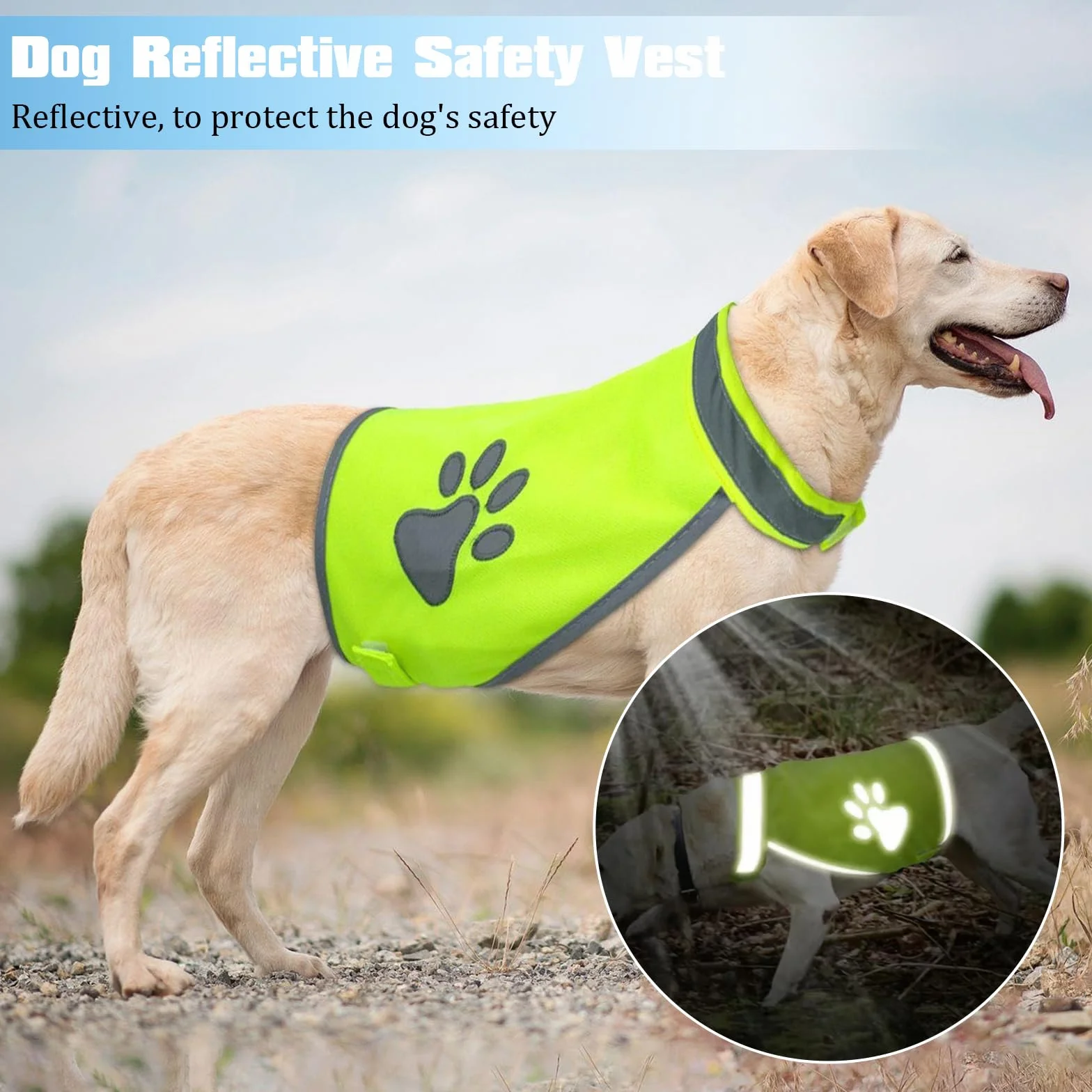 Haute Visibilité Veste Réfléchissante Fluorescente Gilet Chien Taille L pour Nuit Extérieur