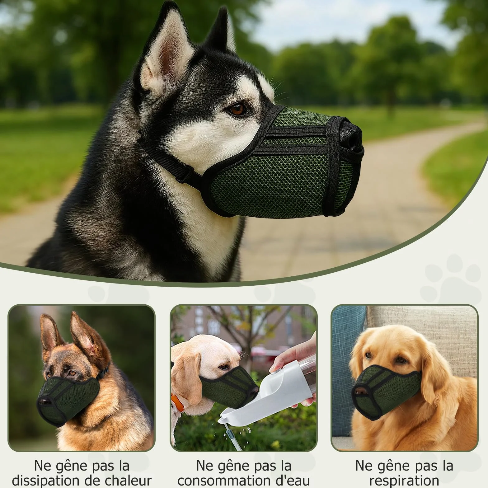 Muselière pour Chiens,2pièces Réglable Semi-fermée Museliere pour Chiens Petit Respirant Anti-Morsure,Engrener Muselière Chien Petite Taille pour Les Chien Taille Grande,Moyenne