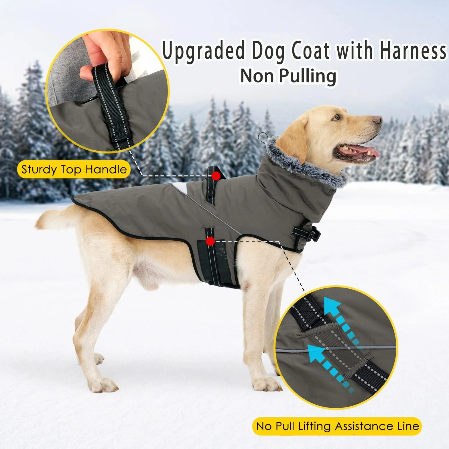 Manteau pour Chien imperméable avec Harnais, Hiver Chaud Réflecteurs Petite Moyenne Grande Taille