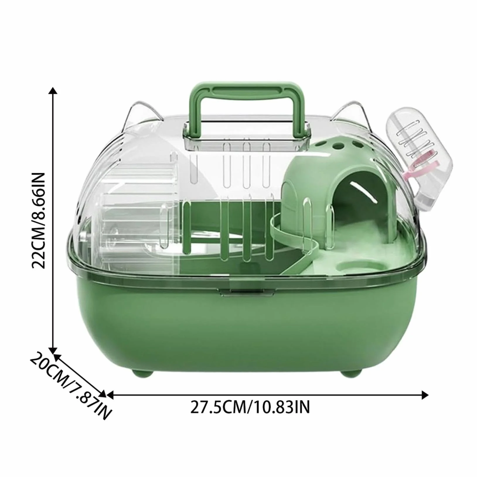 Cage de transport pour hamster avec housse transparente et bouteille d'eau portable pour petits animaux