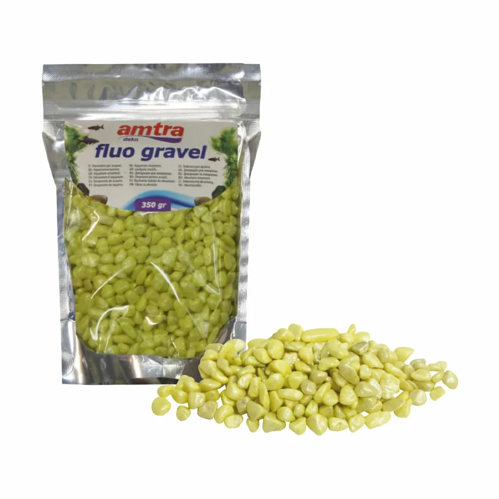 Amtra Fluo Gravel Décoratif pour Aquarium, Gravier Céramique Sans Poussière, Jaune, 350 g
