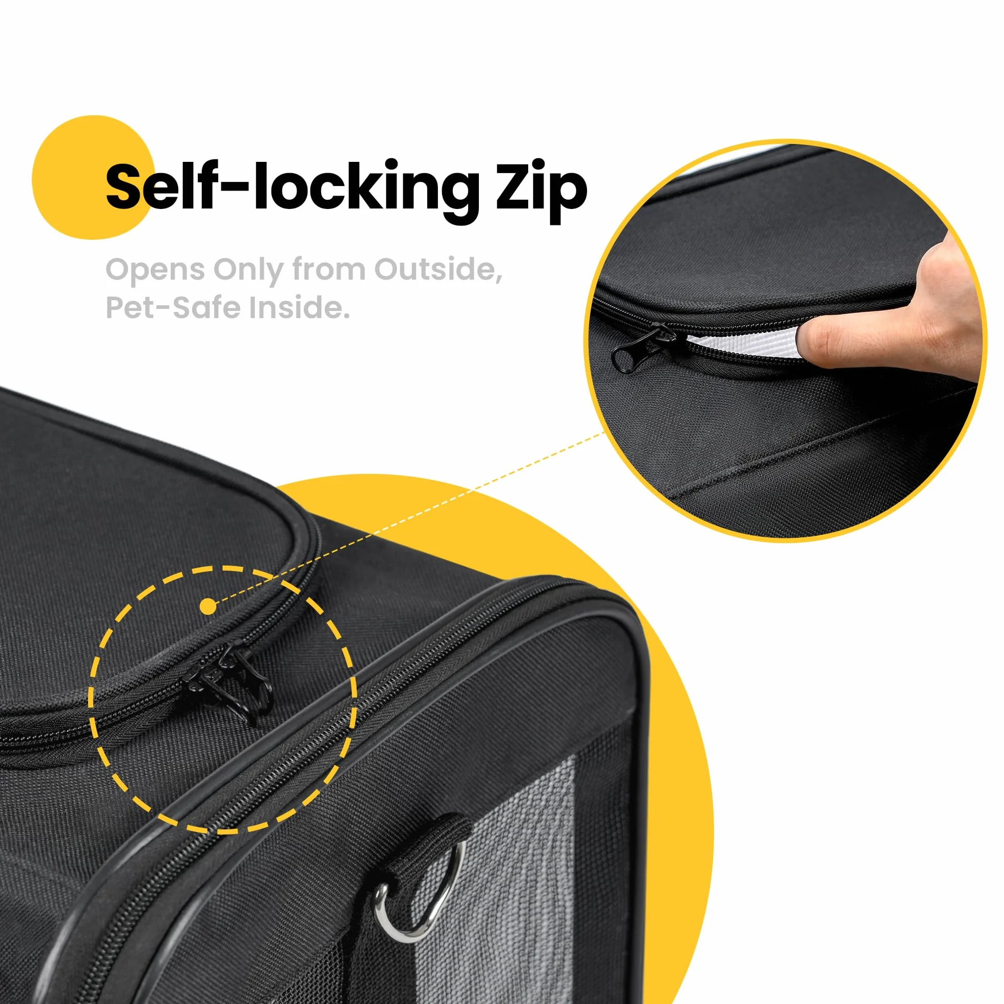 Conlun Porte-Chat Approuvé Transport Chien Souple Laisse intérieure Sac Voyage Pliable Noir M