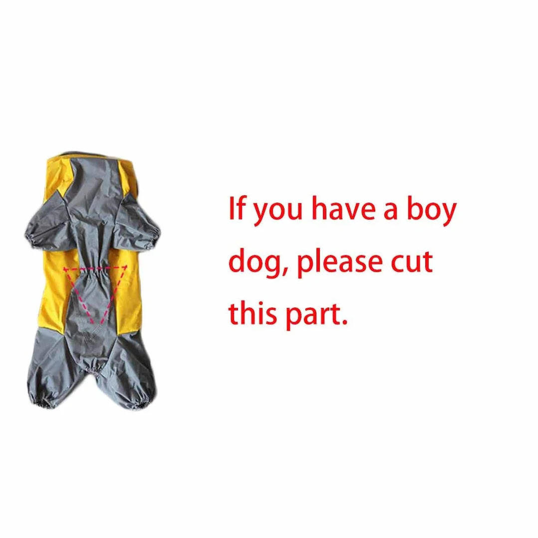 Patchwork Manteau de Pluie imperméable pour Chien 4 Jambes avec Capuche Amovible pour Chiens de Taille Petits Moyenne et Grande (20#, Jaune)