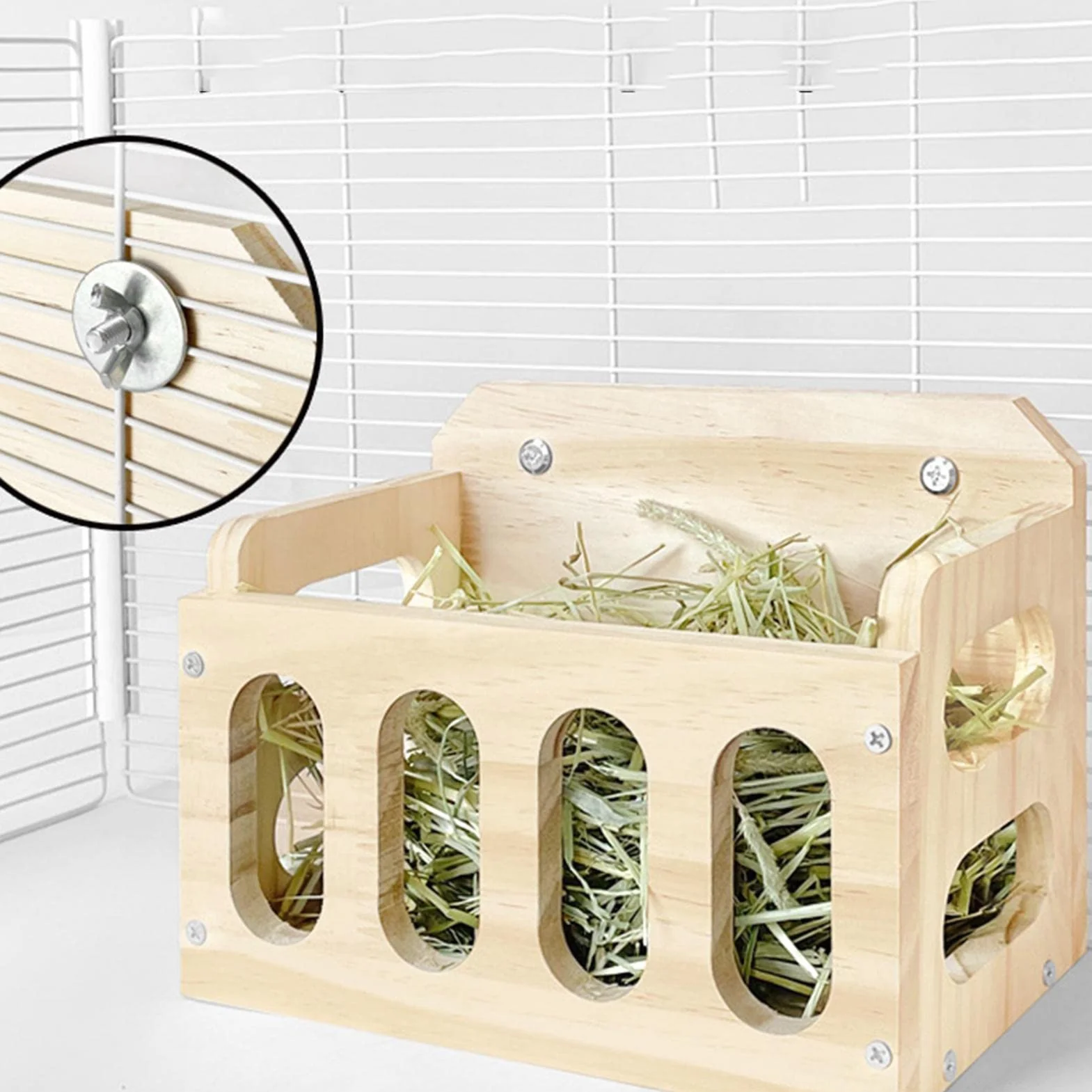 Distributeur de Foin en Bois pour Cochons d'Inde, Lapin et Cobaye - Râtelier à Foin pour Petits Animaux