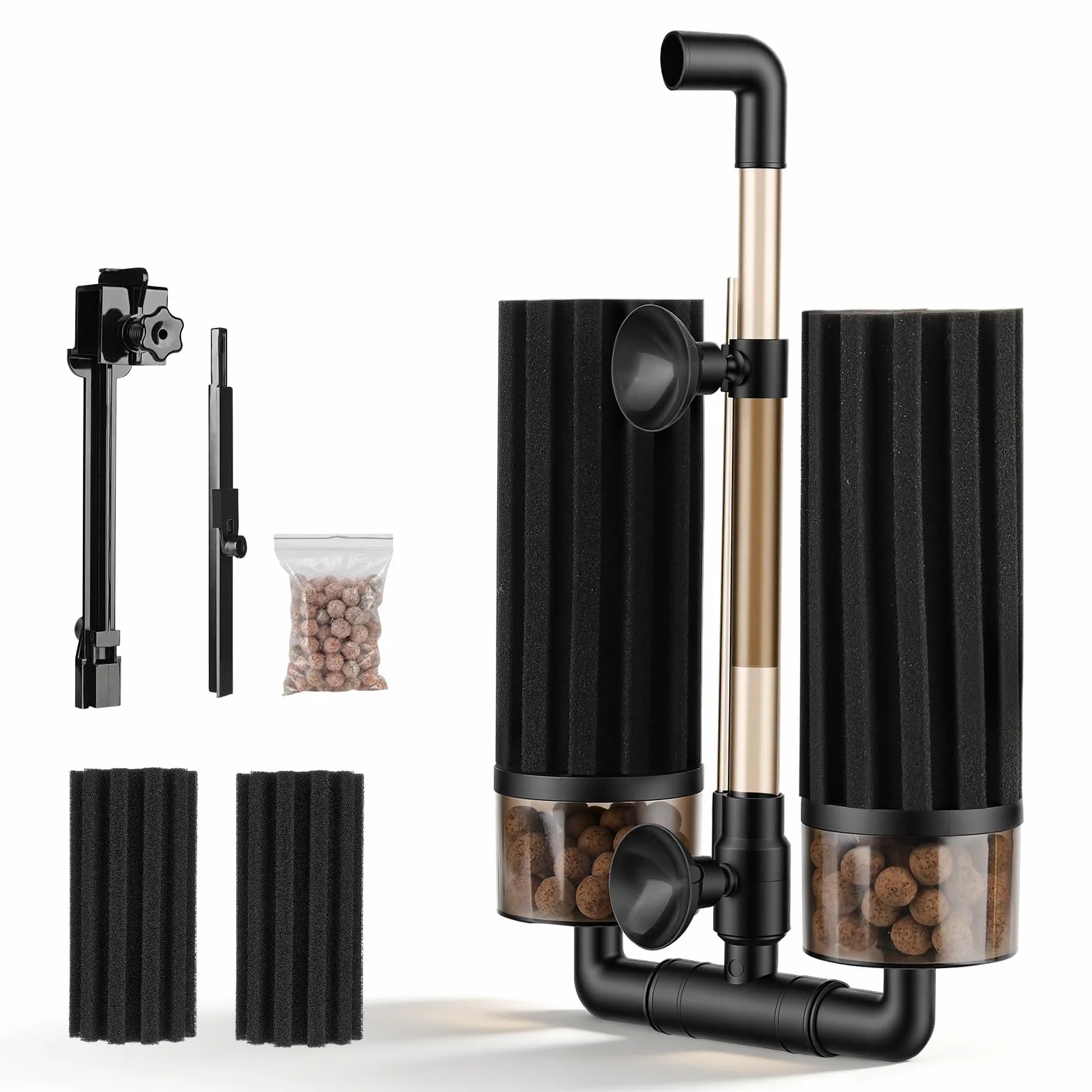 Hygger Filtre à Double éponge pour Aquarium, Double Filtration, Pivotant, Clip Extensible, Submersible, Eau Douce ou Salée, 208 L