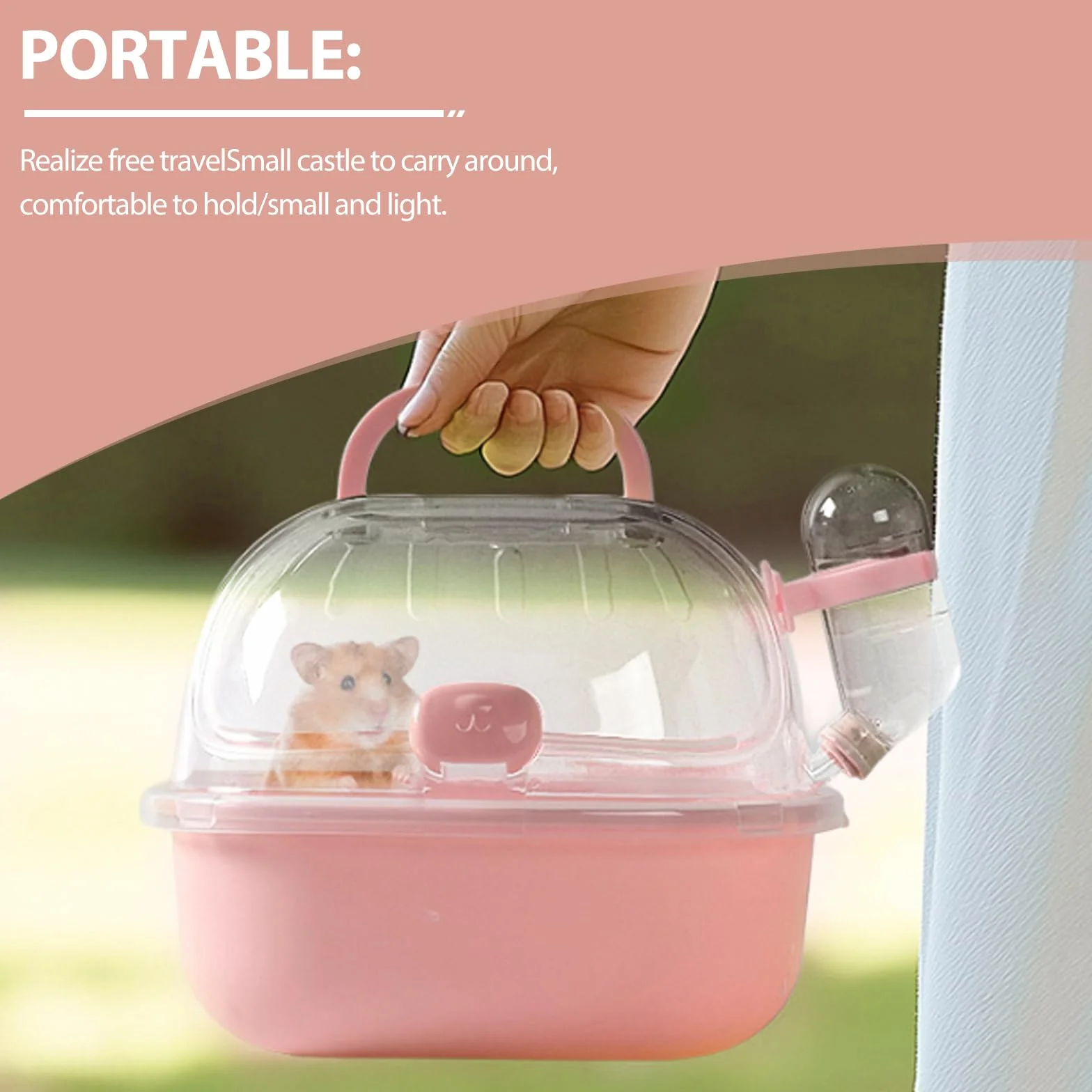 Cage de transport portable pour hamster 20 x 18 x 19 cm avec bouteille d'eau