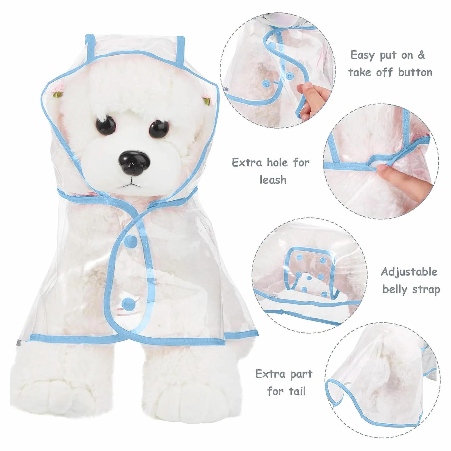 PETCUTE Manteau de Pluie Imperméable pour Chien avec Capuche Transparent PVC