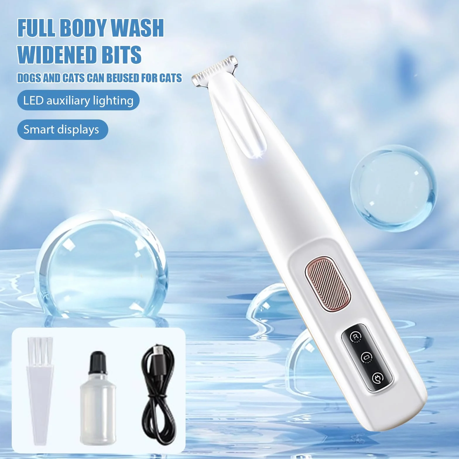 Tondeuse Chat Professionnelle Silencieuse IPX7 Sans Fil Rechargeable USB 3 en 1 pour Chat et Chien