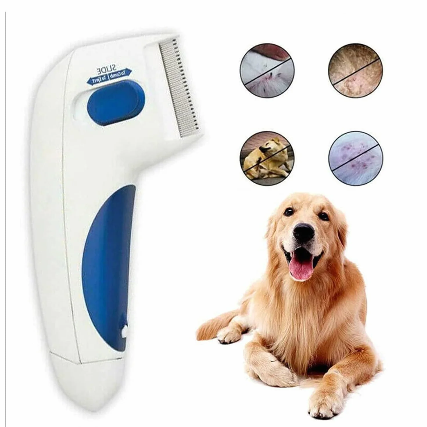 FANDE Peigne à puces électrique pour Chien et Chat - Brosse anti-poux et tiques