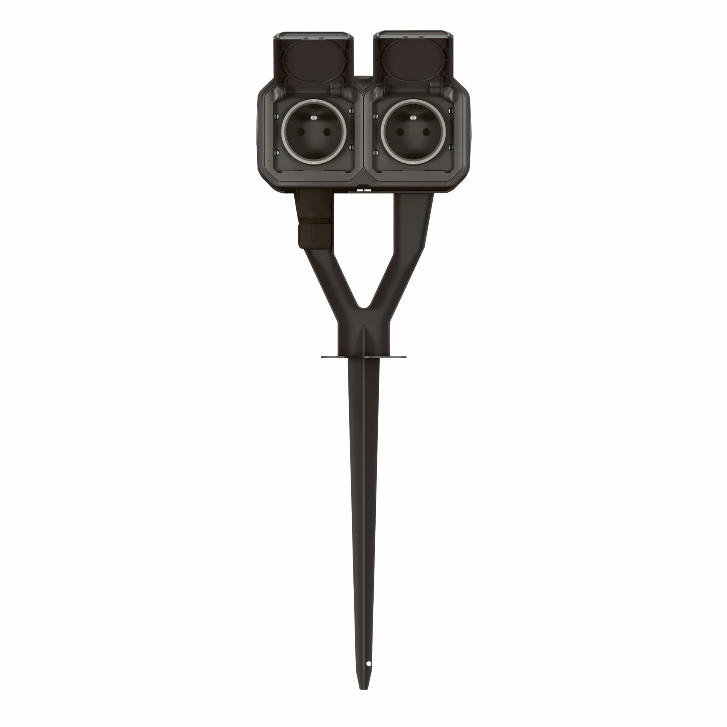 Piquet de jardin étanche Plexo 2 prises 2P+T precâblées anthracite