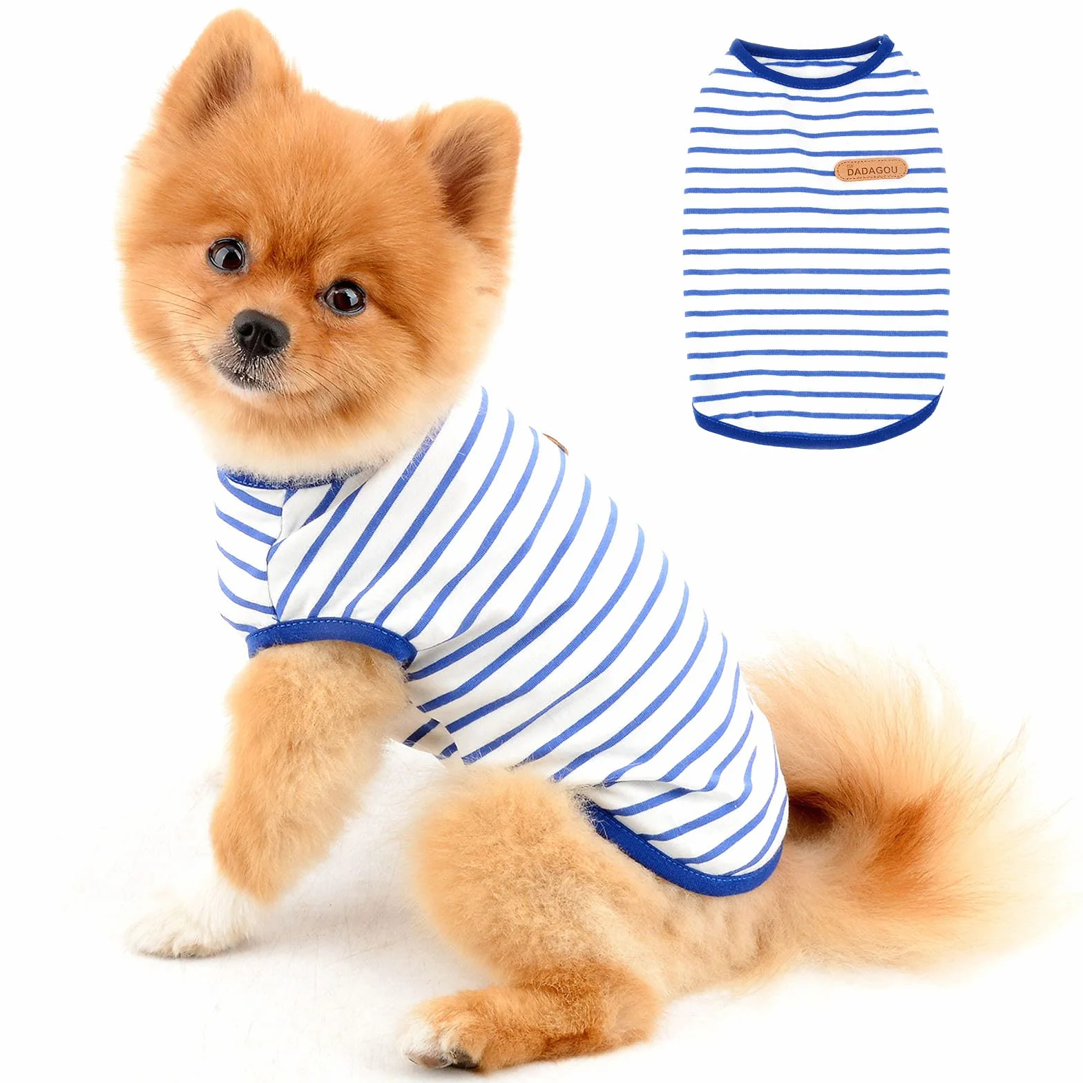 PAIDEFUL Chemise britannique rayée pour petit chien, gilet pour chat, T-shirt en coton doux pour chiot, vêtement d'été respirant