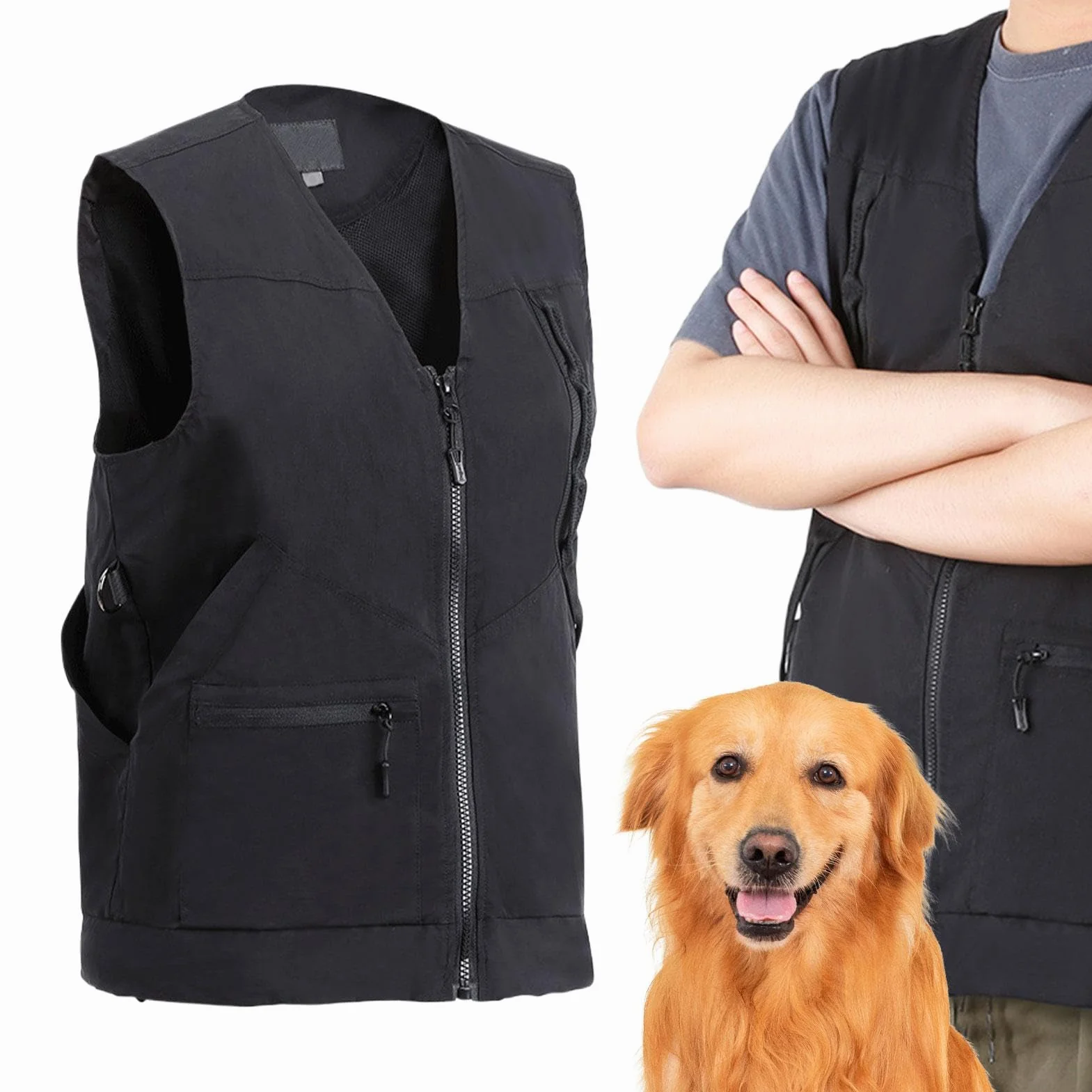 Gilet d'entraînement pour conducteur de chien, protection plusieurs poches, vêtement professionnel léger et pratique