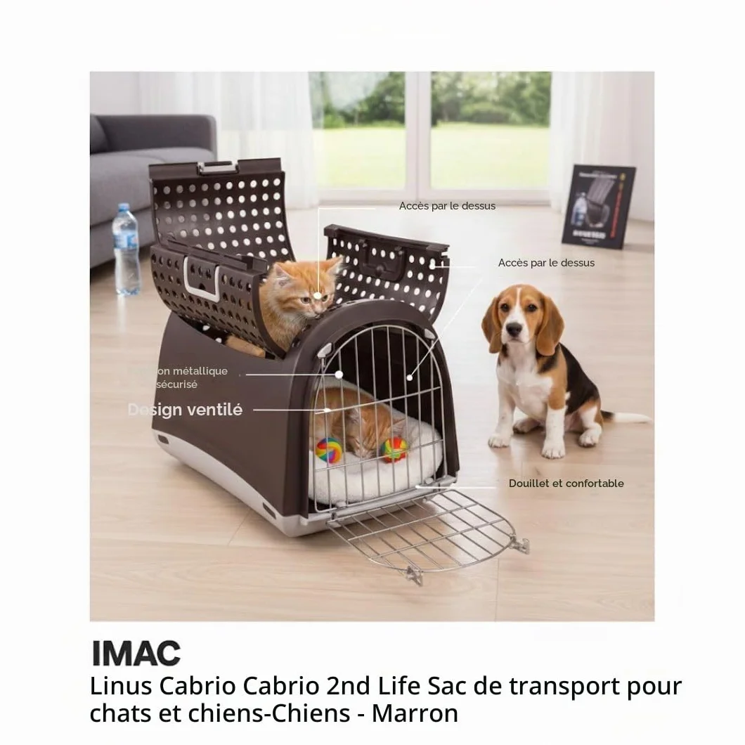 Tiendanimal Cage de Transport au Design Unique avec Porte supérieure pour Noir