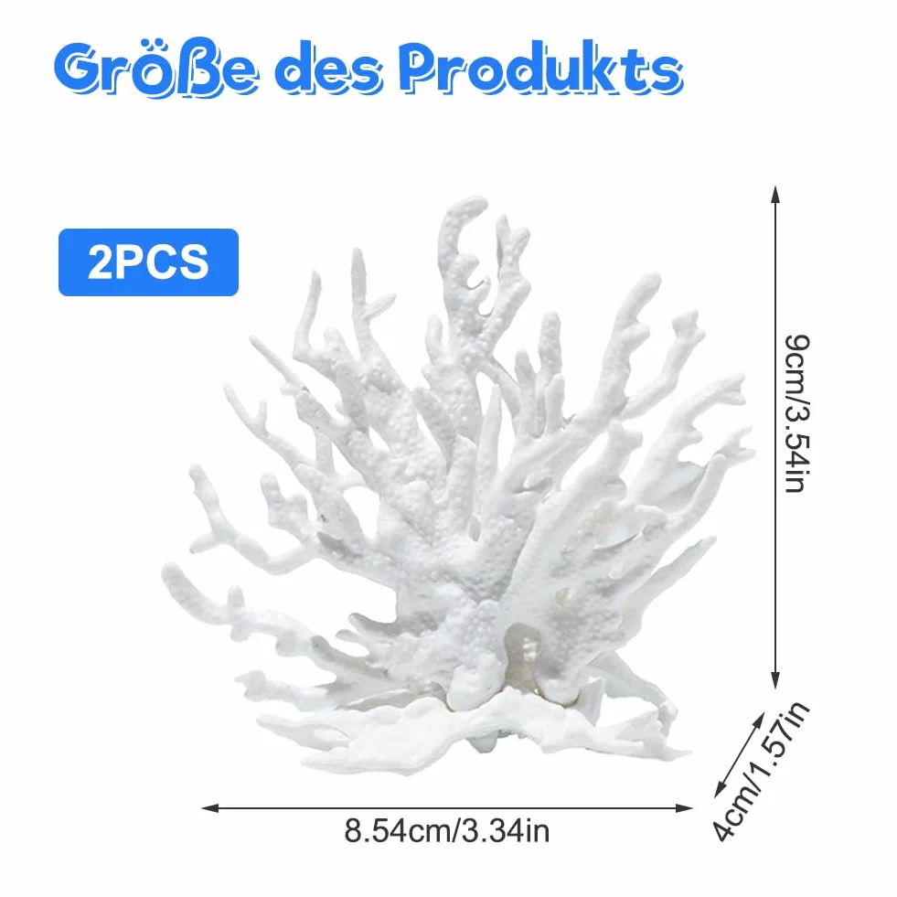 Lot de 2 coraux artificiels blancs pour aquarium - Décoration sous-marine
