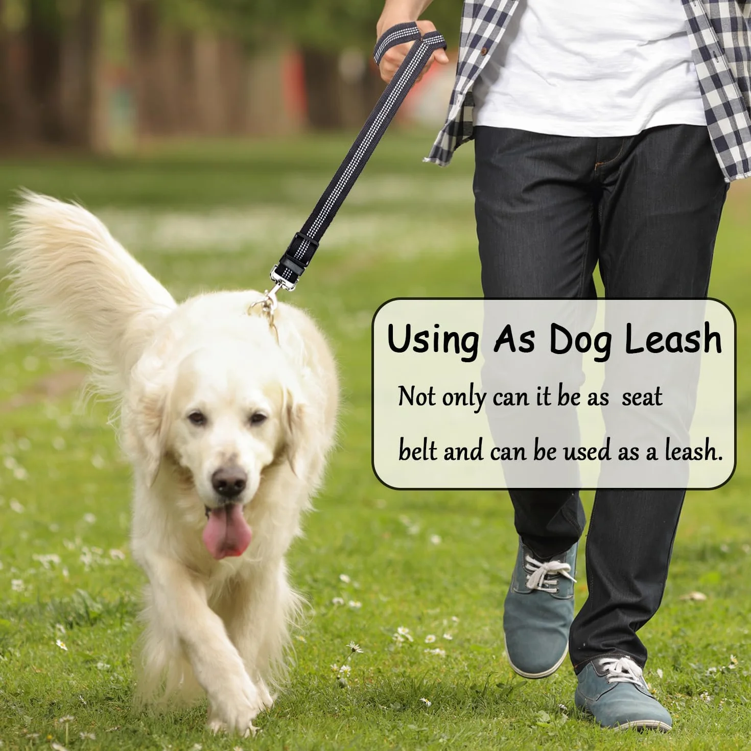 Lot de 2 ceintures de sécurité pour chien - Harnais de sécurité élastique réglable pour voiture - Laisse rembourrée élastique anti-chocs (noir)