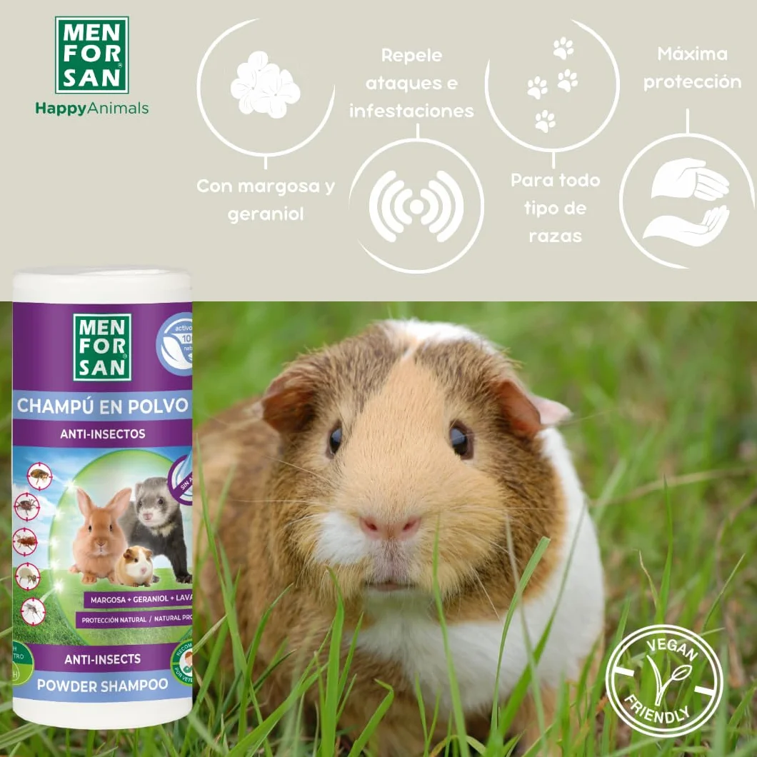 MENFORSAN Shampooing Répulsif en Poudre pour Rongeurs 250gr, Nettoyage à Sec Vegan