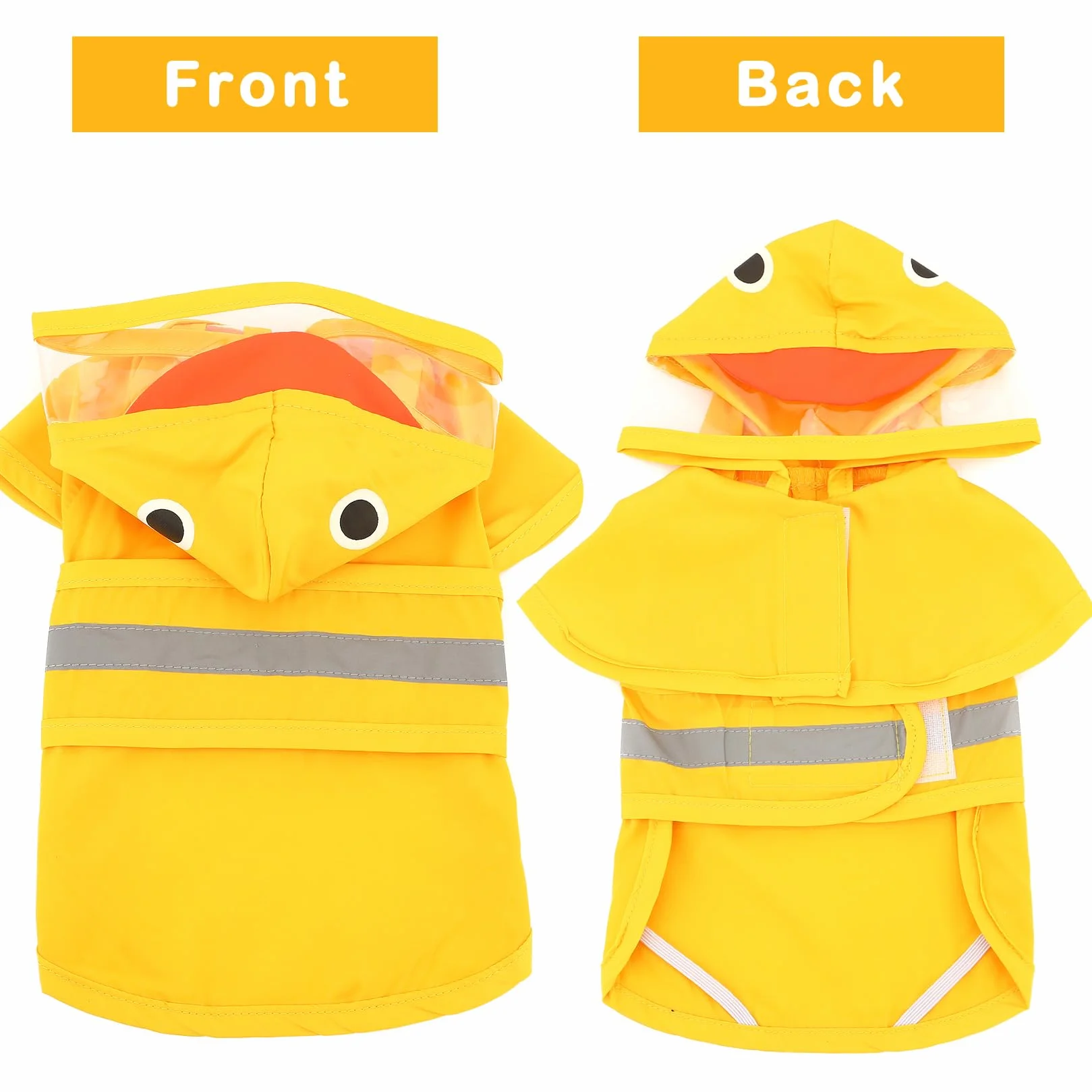 Manteau de pluie imperméable pour chien avec capuche, léger réfléchissant, motif canard, jaune M