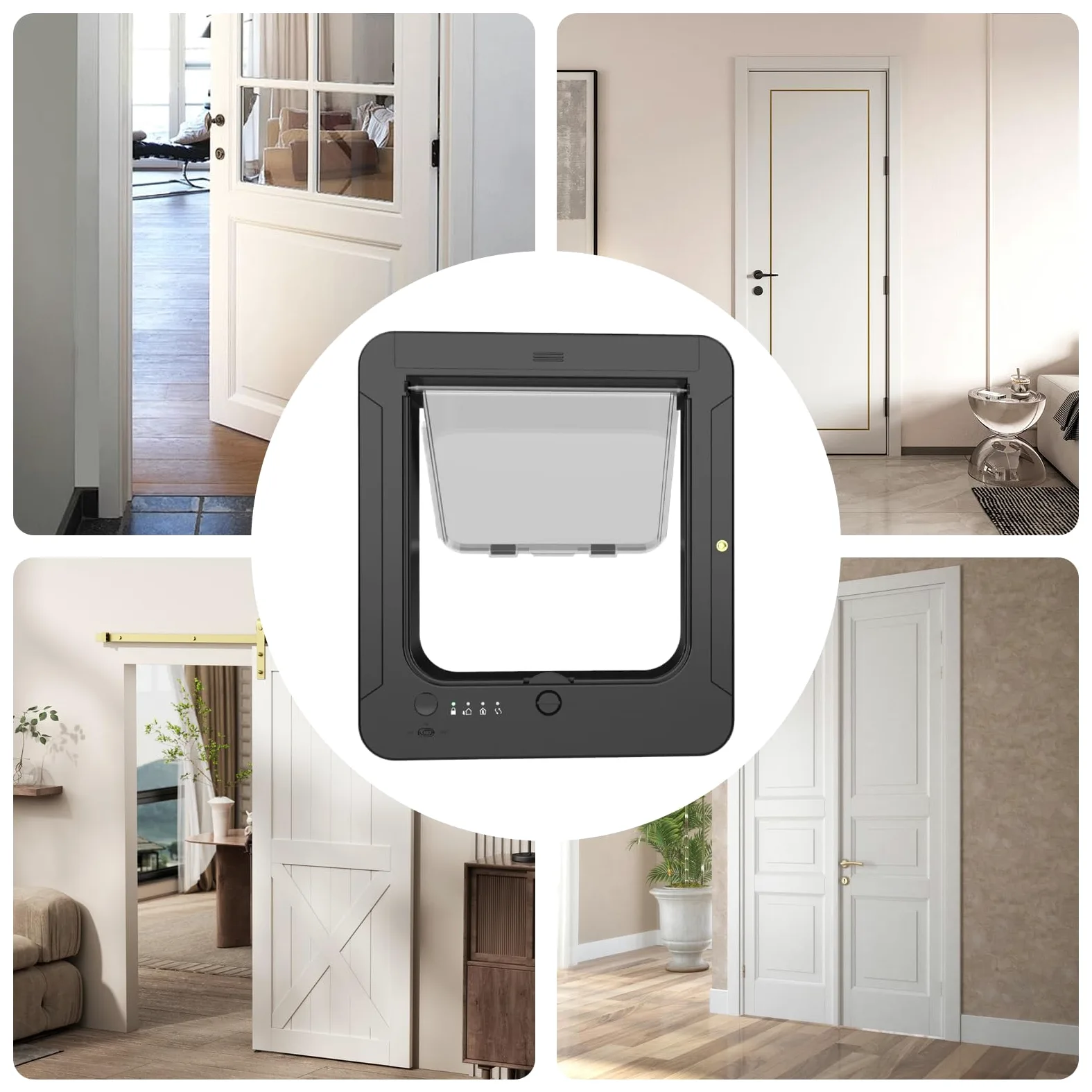 Porte Chat Puce Électronique Porte Intelligente pour Animaux avec | Ouverture À Battant Pour Chats Pour Extérieur Terrasse Balcon Couloir