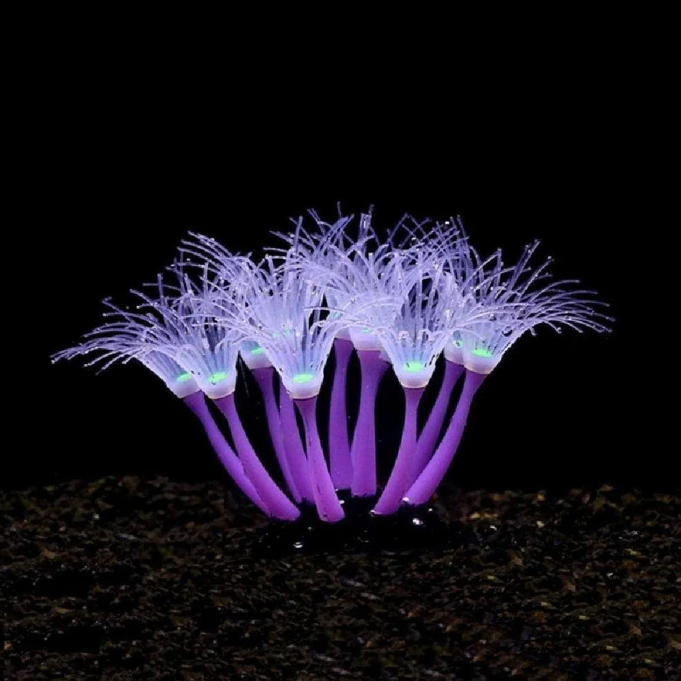 Corail artificiel lumineux en silicone pour aquarium, phosphorescent