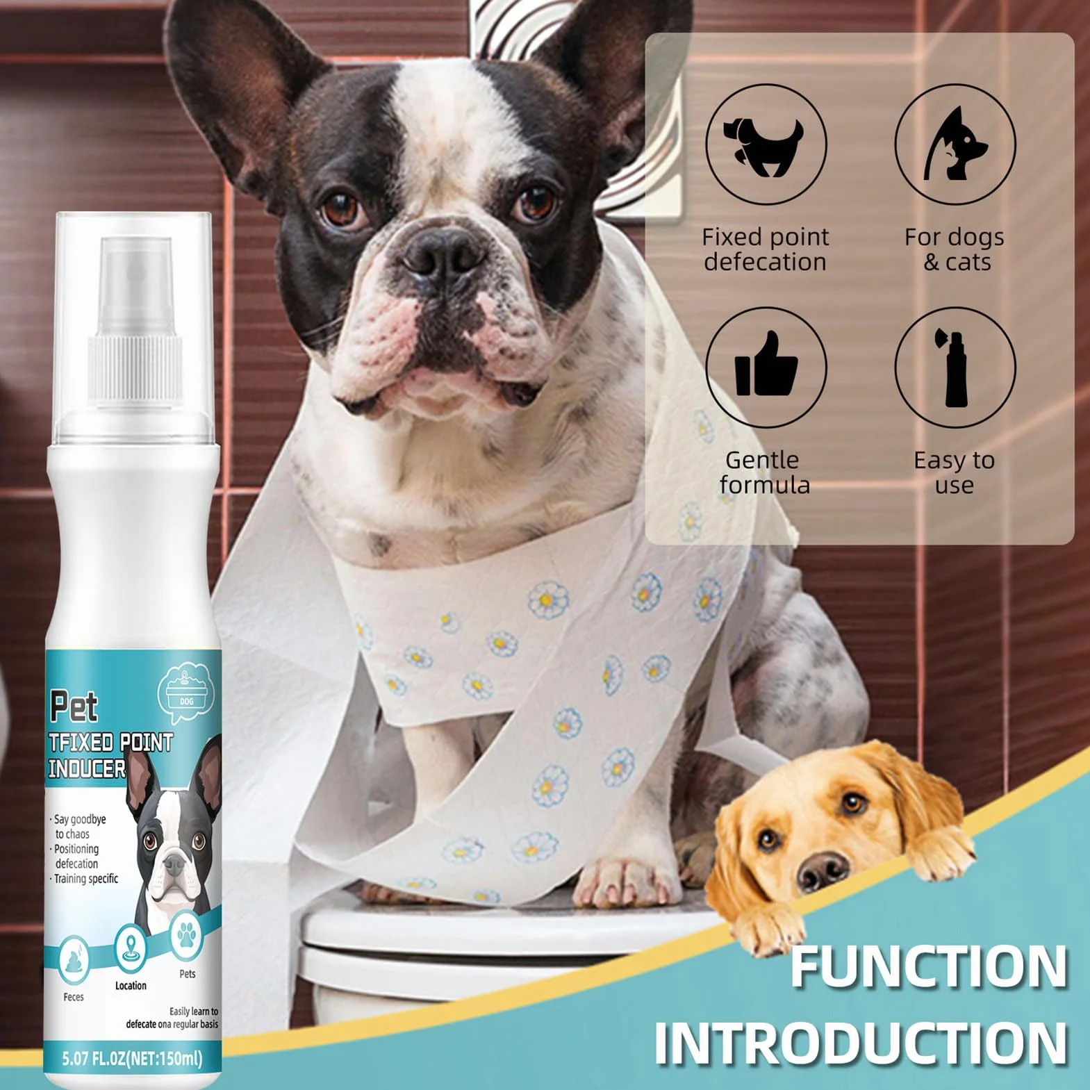 Spray d'apprentissage de la propreté pour chien – Attractif urine 150 ml intérieur et extérieur