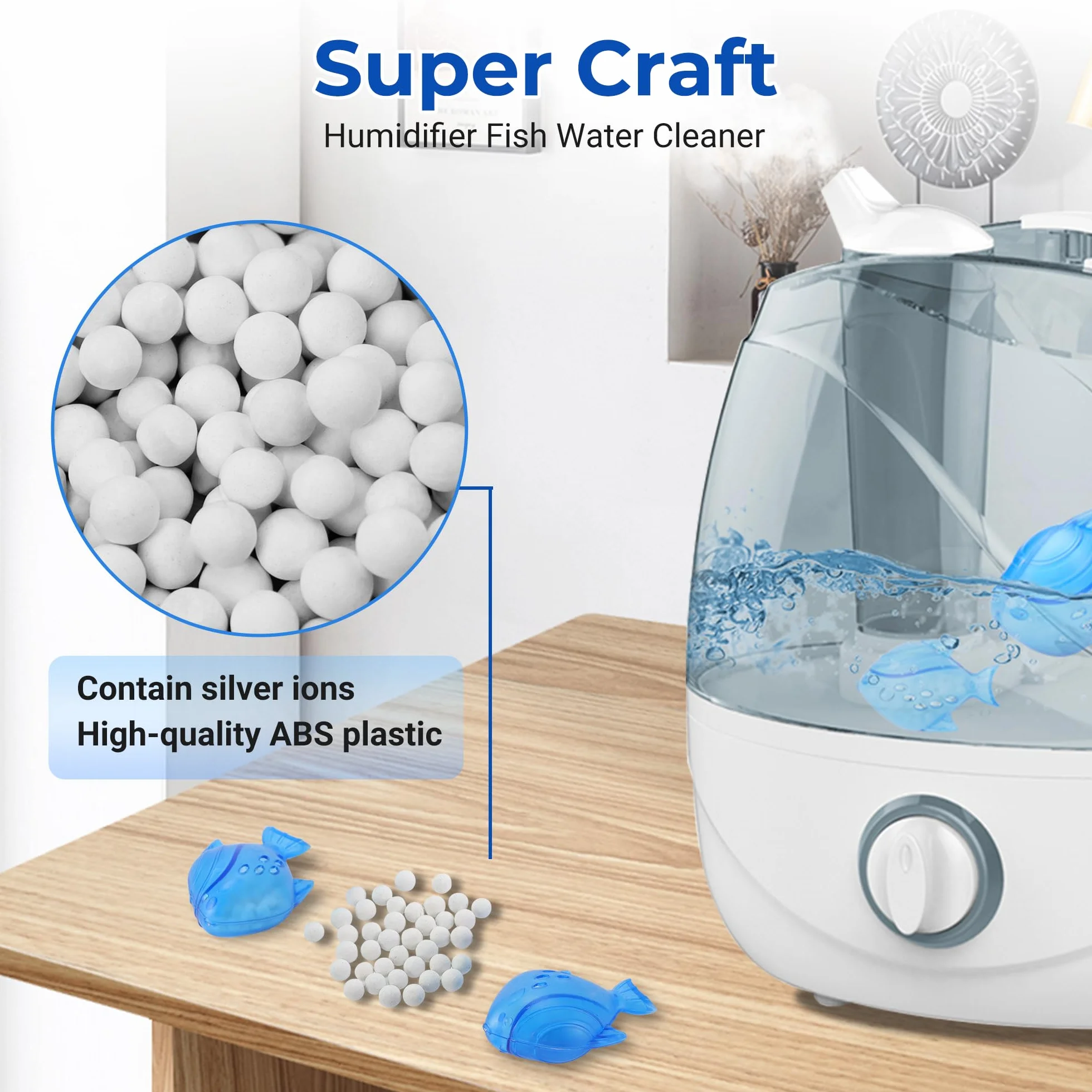 Lot de 6 humidificateurs de nettoyage pour poissons compatibles avec aquariums - Bleu