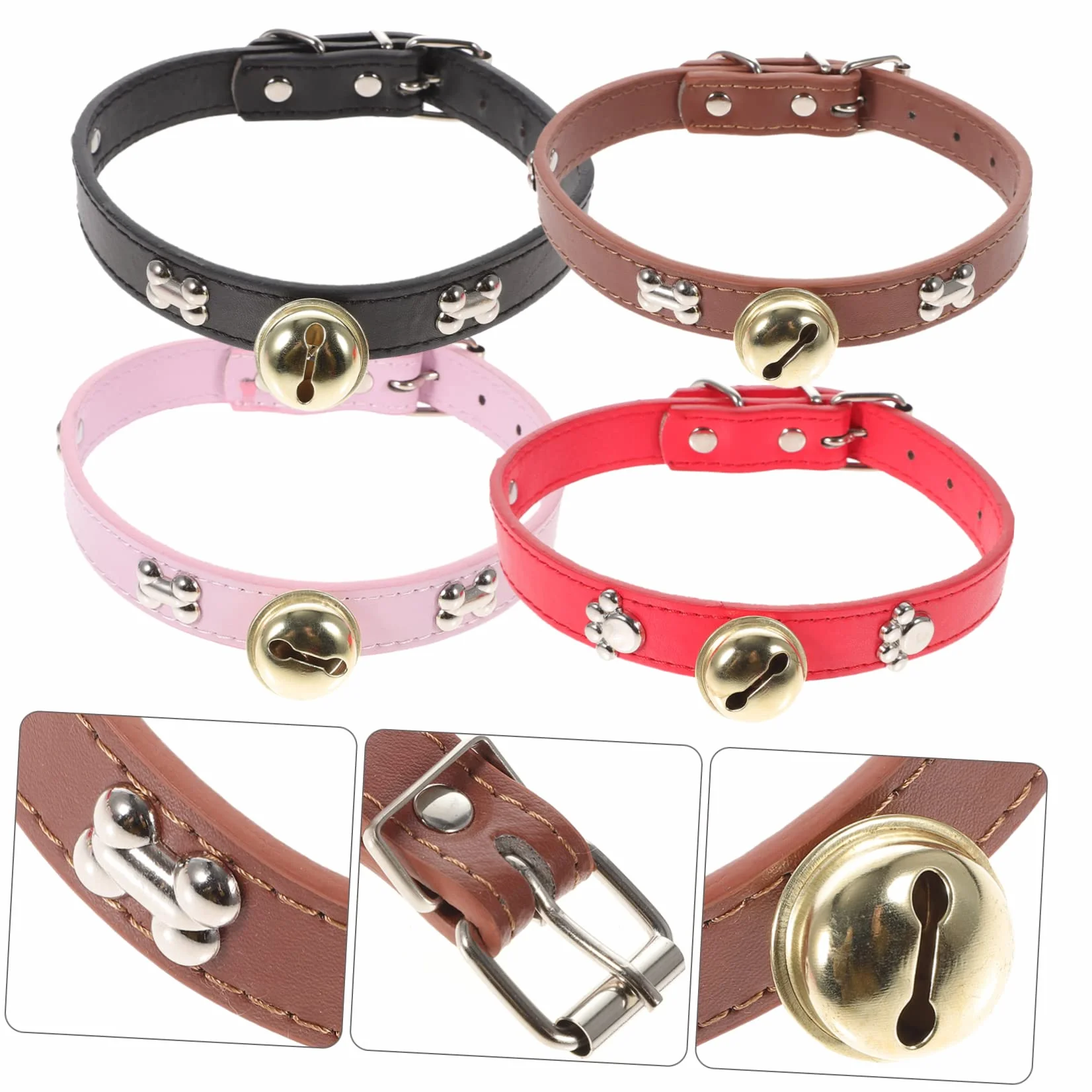 4pièces Collier Réglable pour Animaux avec Cloche Lot de Colliers Colorés pour Moutons Chèvres Et Veaux Accessoires De Bétail Adorables Et Pratiques