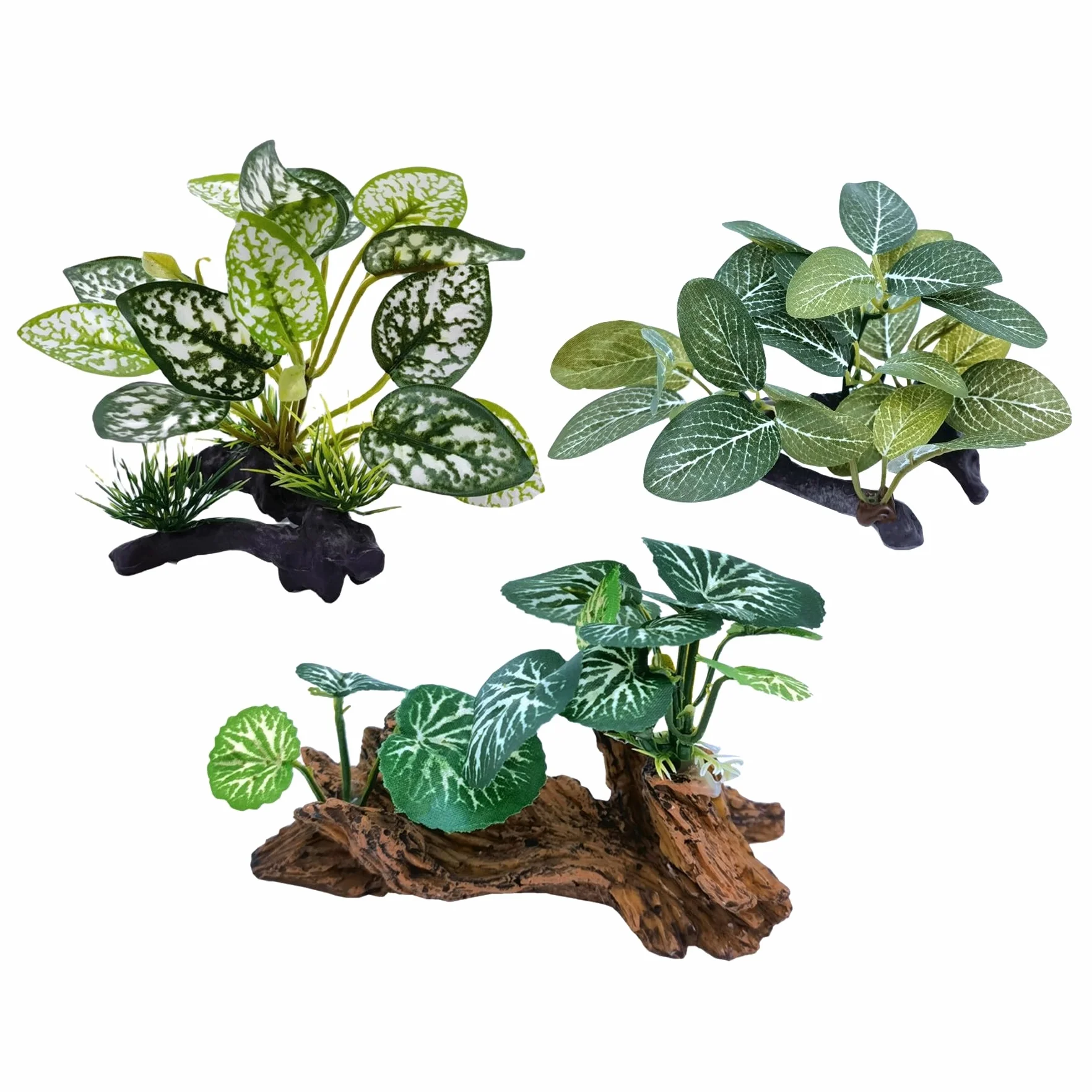 Plantes Artificielles en Soie pour Aquarium - Herbe Aquatique Décoration Premier Plan (3 Herbes Vertes)