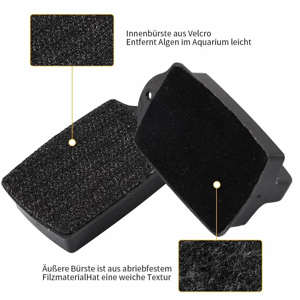 Brosses magnétiques de nettoyage pour vitres d'aquarium Lot de 2 ≤ 15 mm