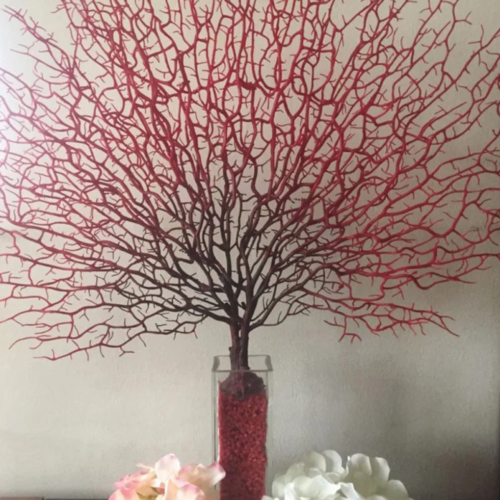 URMAGIC Branche de corail de simulation 50x40cm Arbre de mer artificiel Red