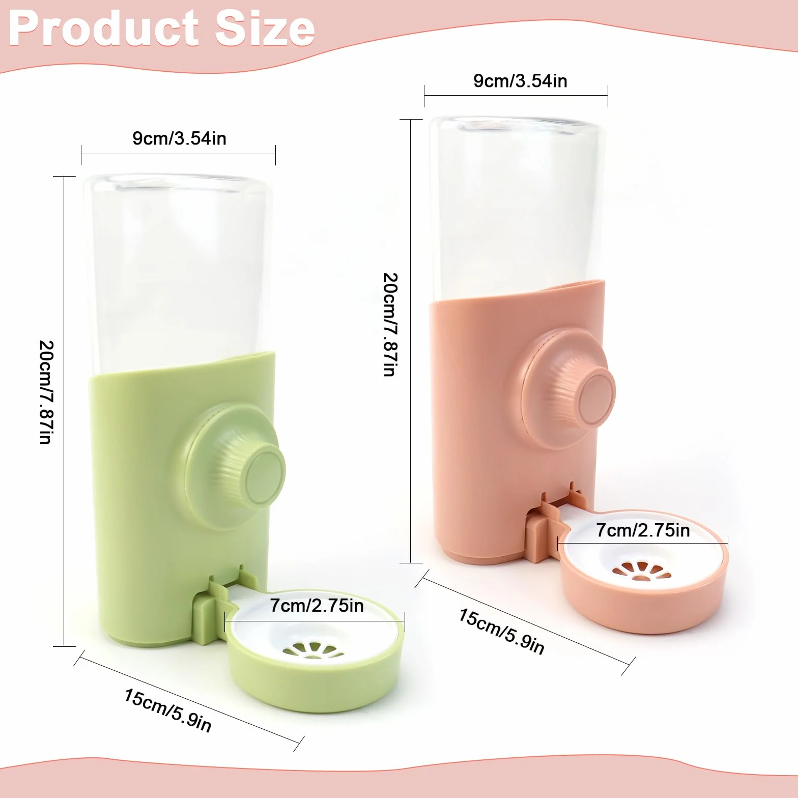 Abreuvoir Lapin 2 Pièces 600 ML Biberon Rongeur Distributeur Eau
