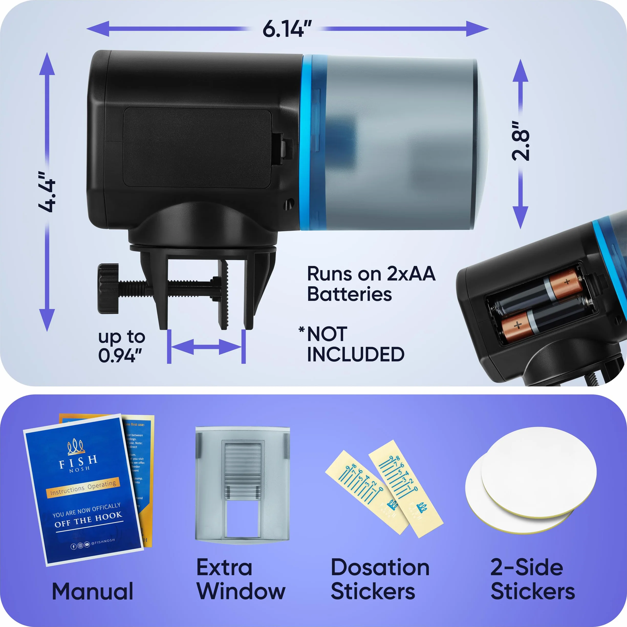 FISHNOSH Mangeoire automatique pour poissons ML - Distributeur automatique nourriture avec minuterie pour aquarium et étang