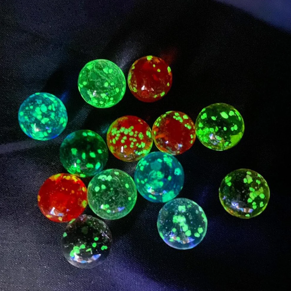 Billes de verre lumineuses 12 mm Lot de 10 pour jeux de flipper et décoration d'aquarium (doré)