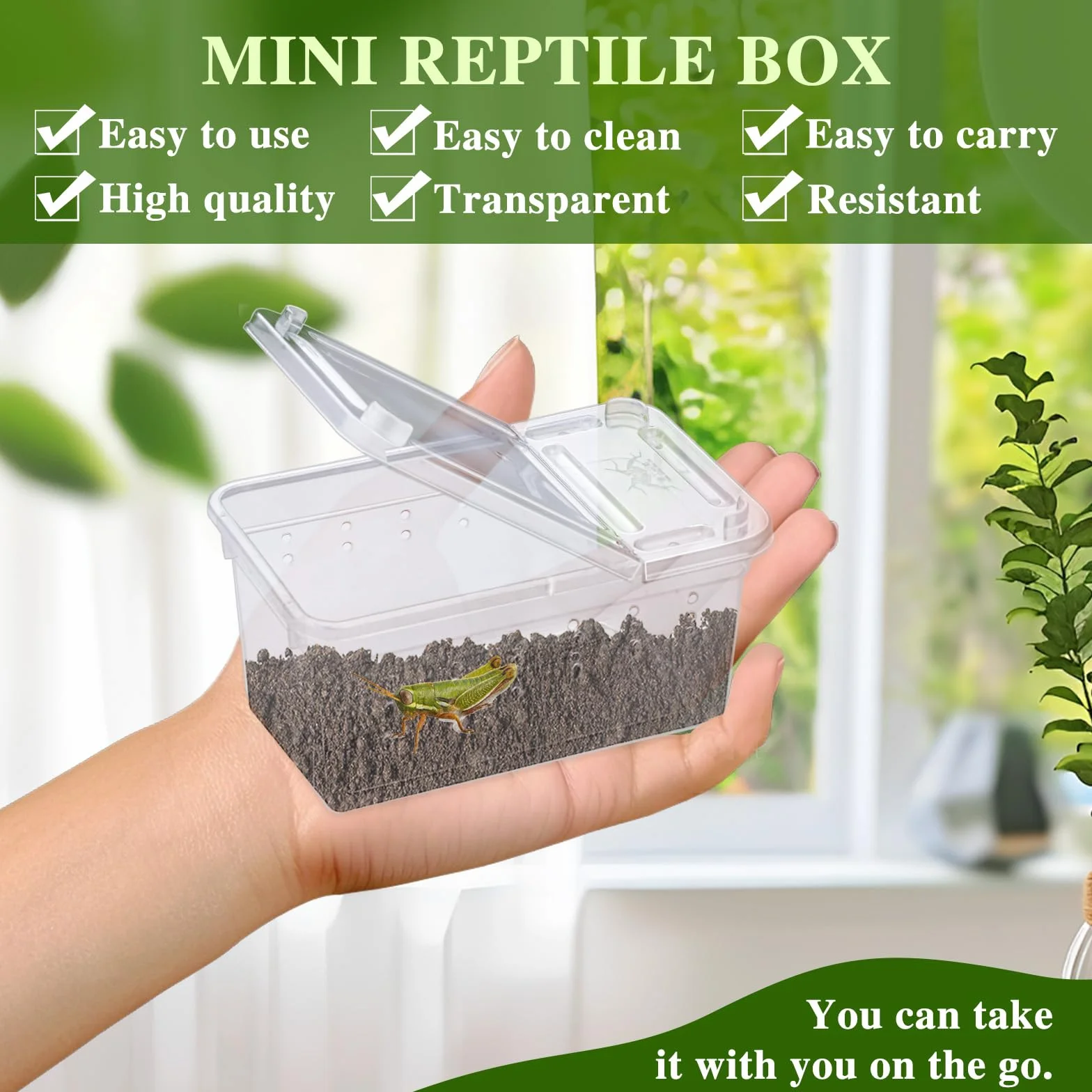 Boîte à nourriture pour reptiles transparente 11 x 7 x 5.5 cm en plastique terrarium