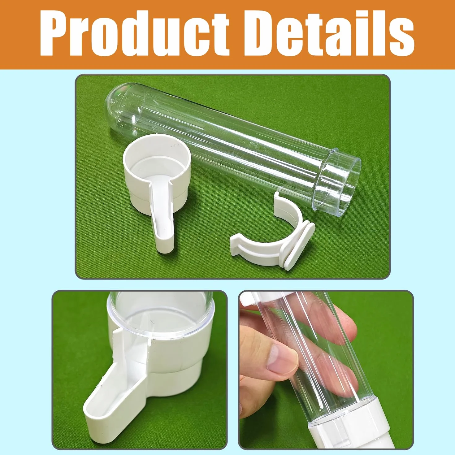 Abreuvoir Oiseaux Automatique 120ml Distributeur d'eau Transparent pour Cage Perruche Perroquet