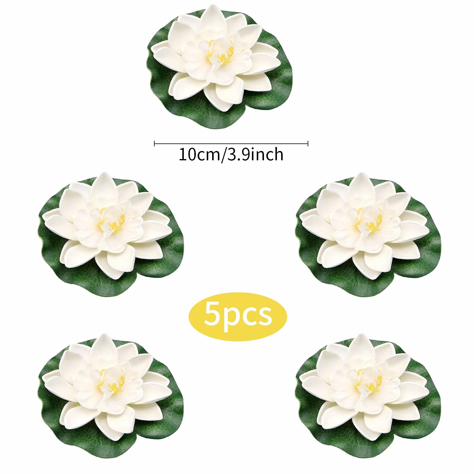 Nénuphars flottants artificiels mousse pour aquarium décorations flottantes (Blanc)