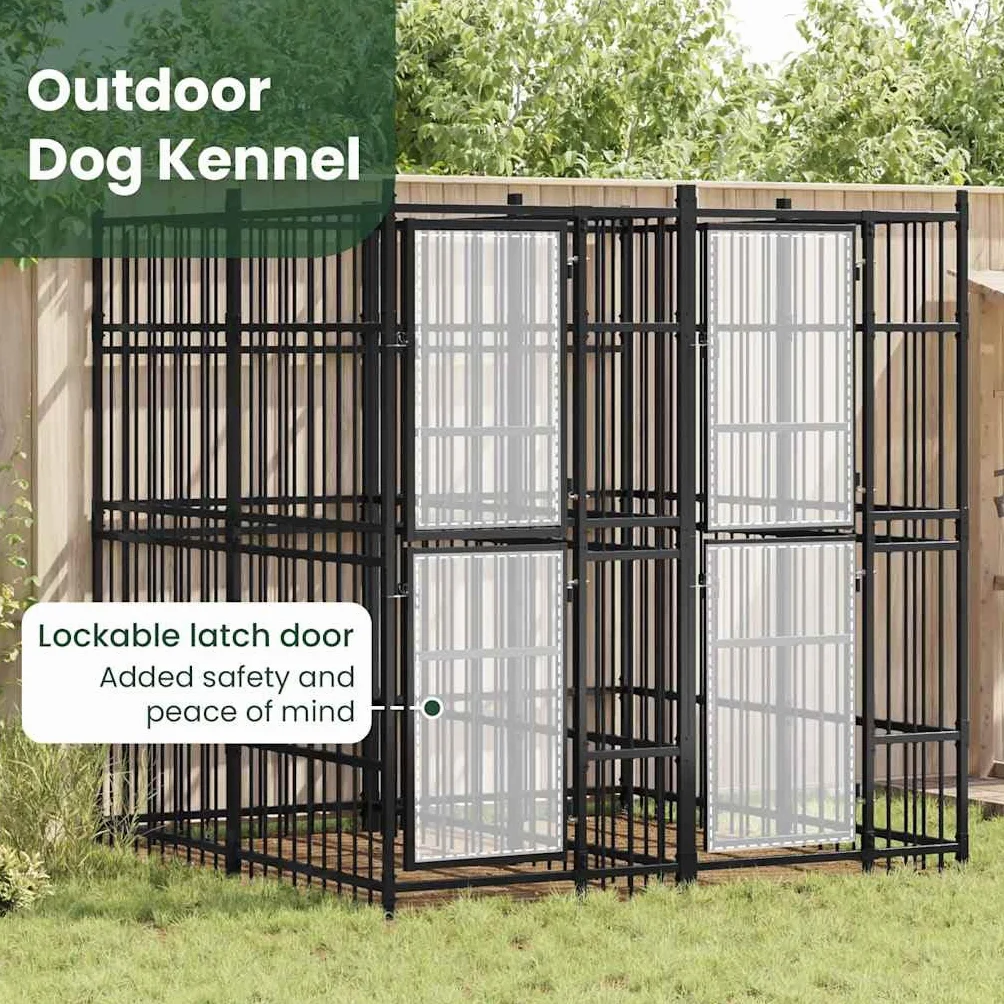 VidaXL Chenil d'Extérieur pour Chiens Acier 3,69 m² Cage Niche