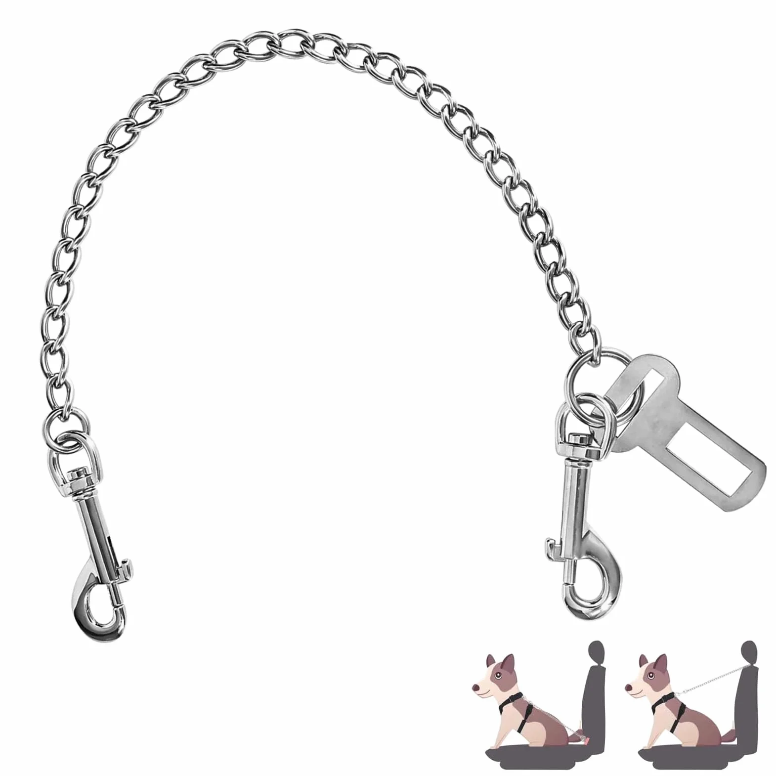 Collier en acier inoxydable 80 cm harnais de sécurité pour chiens de petite taille