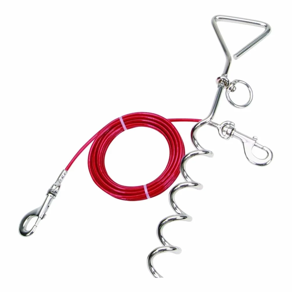 Ensemble de câble et piquet pour chiens de petite et grande taille de 2,9/5,9/10 m sans enchevêtrement pour la cour à l'extérieur
