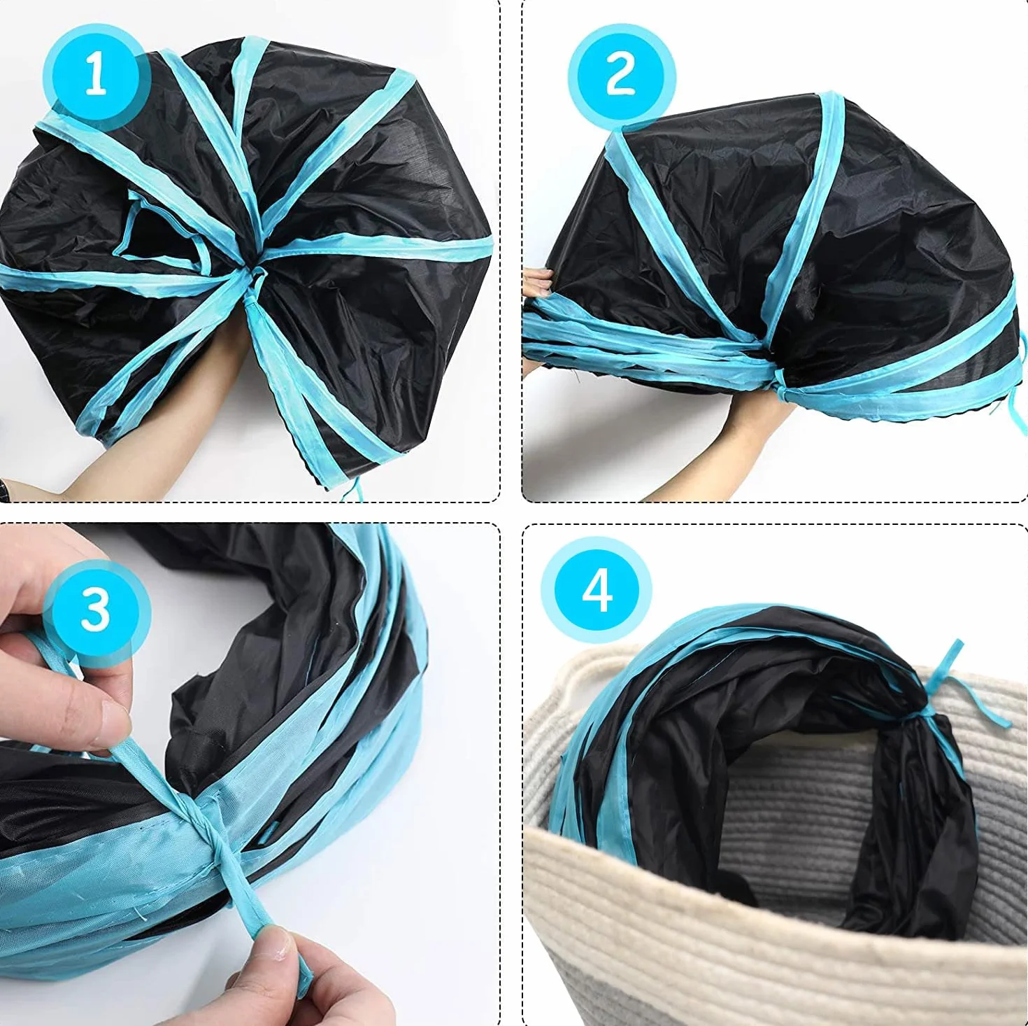 Tunnel pour Chat 2 Voies Tube de Tunnels Lapin Pliable Jouet Labyrinthe Interactif