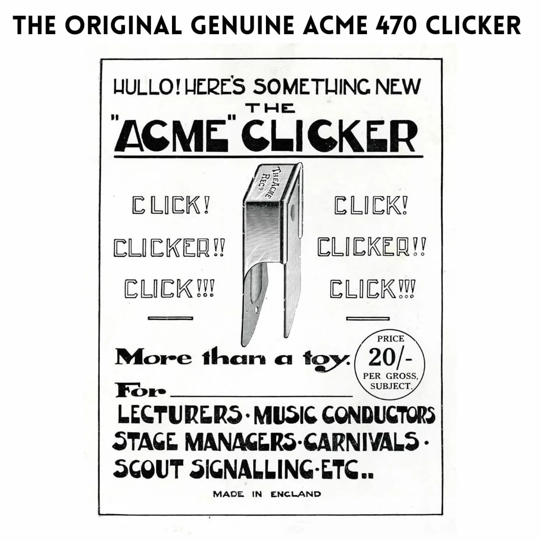 ACME Clicker No. 470 Clicker avec cordon en cuir pour l'entraînement du chien Convient également pour la communication avec les dauphins (laiton antique)